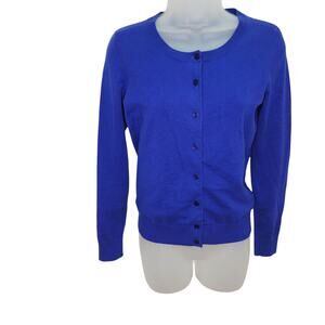 Talbots Blue/Purple Long Sleeve Pima Cotton Blend Button Front Cardigan Size P